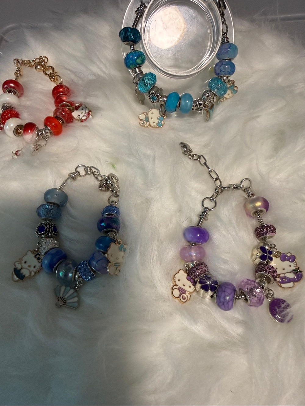 Purple Bead Charm Bracelet - Hello Kitty Inspired